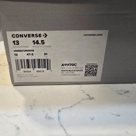 Converse CONS One Star CC Pro Slip-On White Black A11170C MENS SIZE 13 SKATE NEW - Picture 9 of 13